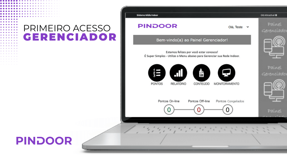Painel administrativo do software de sinalização digital PINDOOR